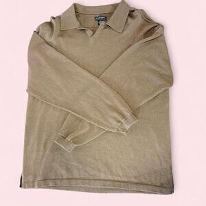 Vintage Island Soft wool and silk size xxl camel knit collared sweater old money